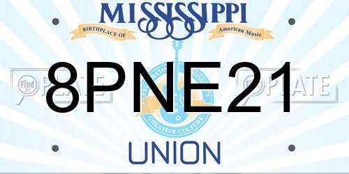 8PNE21 Mississippi License Plate