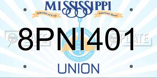 8PNI401 Mississippi License Plate