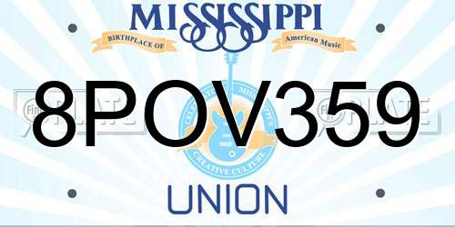 8POV359 Mississippi License Plate