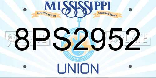 8PS2952 Mississippi License Plate
