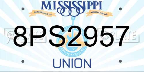 8PS2957 Mississippi License Plate