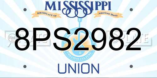 8PS2982 Mississippi License Plate