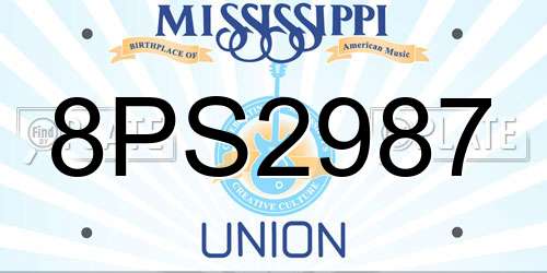 8PS2987 Mississippi License Plate