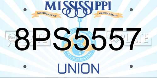 8PS5557 Mississippi License Plate