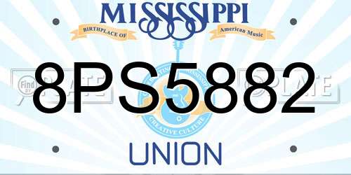 8PS5882 Mississippi License Plate