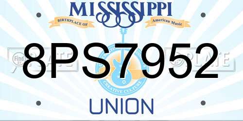 8PS7952 Mississippi License Plate