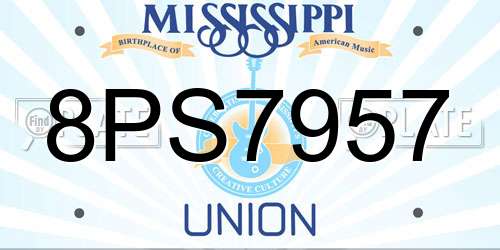 8PS7957 Mississippi License Plate