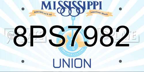 8PS7982 Mississippi License Plate