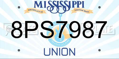 8PS7987 Mississippi License Plate