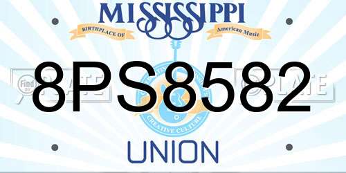 8PS8582 Mississippi License Plate