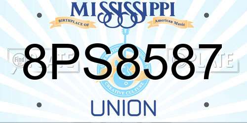 8PS8587 Mississippi License Plate