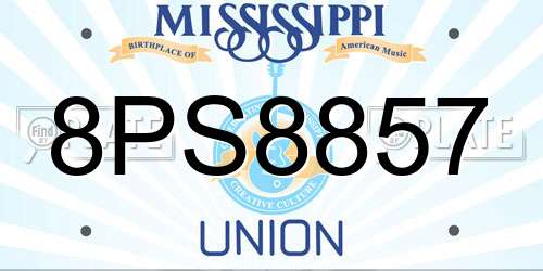8PS8857 Mississippi License Plate