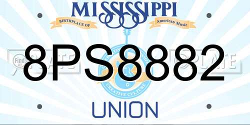 8PS8882 Mississippi License Plate