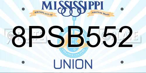 8PSB552 Mississippi License Plate