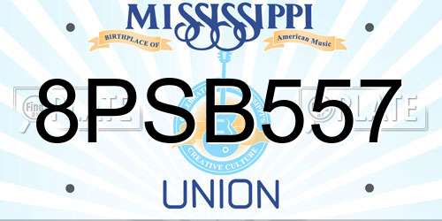 8PSB557 Mississippi License Plate