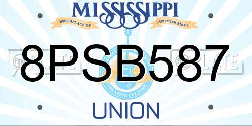 8PSB587 Mississippi License Plate