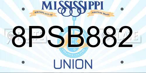 8PSB882 Mississippi License Plate