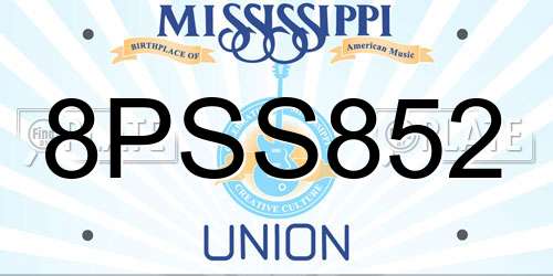 8PSS852 Mississippi License Plate