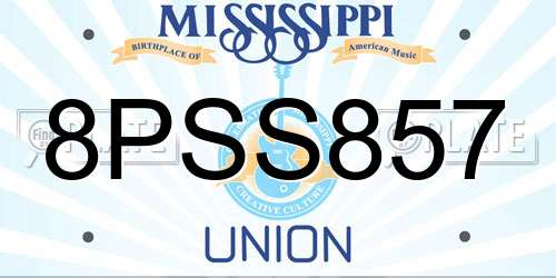 8PSS857 Mississippi License Plate