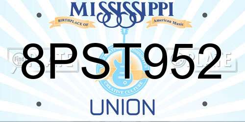 8PST952 Mississippi License Plate