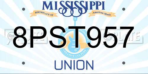 8PST957 Mississippi License Plate
