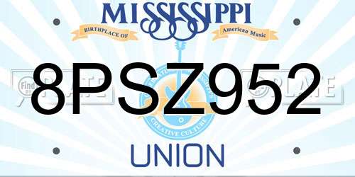 8PSZ952 Mississippi License Plate