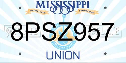 8PSZ957 Mississippi License Plate