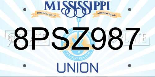 8PSZ987 Mississippi License Plate