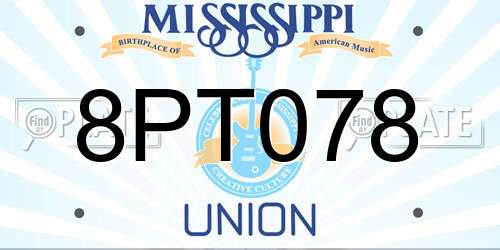8PT078 Mississippi License Plate