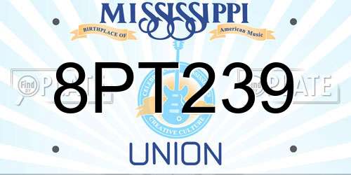 8PT239 Mississippi License Plate