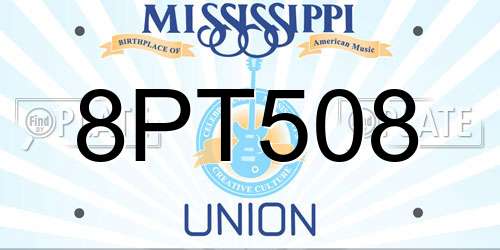 8PT508 Mississippi License Plate
