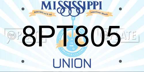 8PT805 Mississippi License Plate