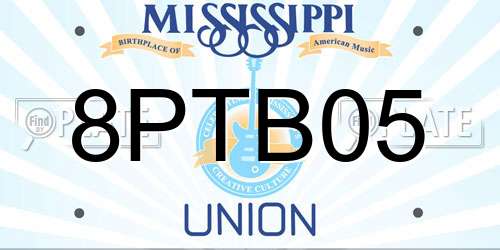 8PTB05 Mississippi License Plate