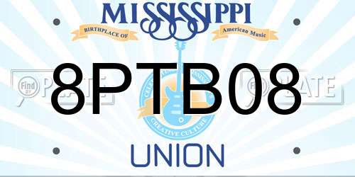 8PTB08 Mississippi License Plate