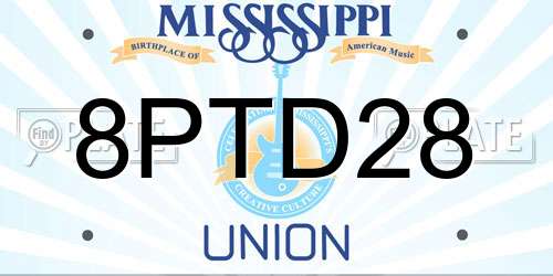 8PTD28 Mississippi License Plate