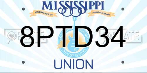 8PTD34 Mississippi License Plate