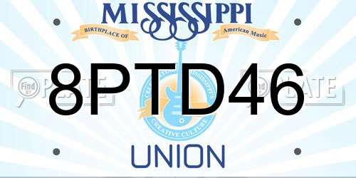 8PTD46 Mississippi License Plate