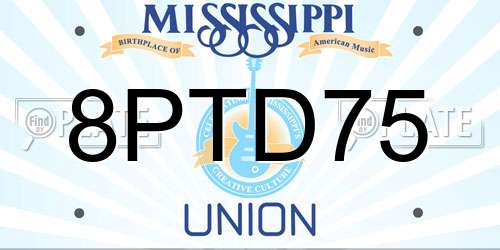 8PTD75 Mississippi License Plate