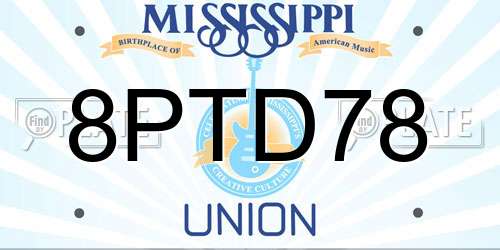 8PTD78 Mississippi License Plate