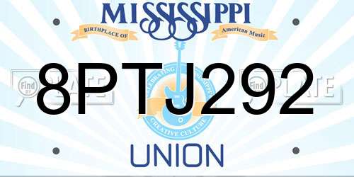8PTJ292 Mississippi License Plate