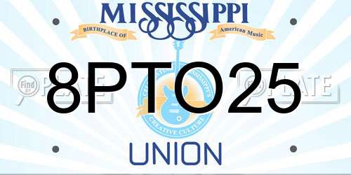 8PTO25 Mississippi License Plate