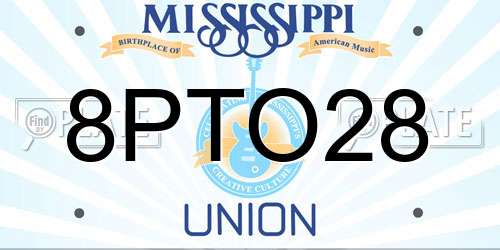 8PTO28 Mississippi License Plate