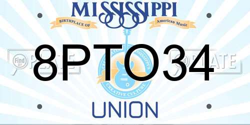 8PTO34 Mississippi License Plate