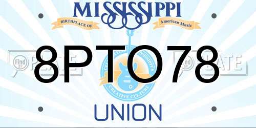 8PTO78 Mississippi License Plate