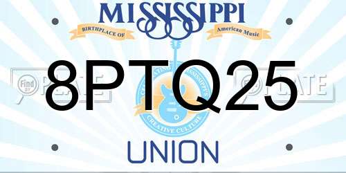 8PTQ25 Mississippi License Plate