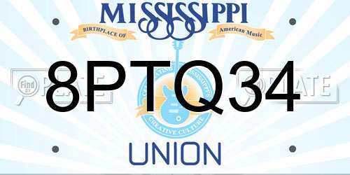 8PTQ34 Mississippi License Plate