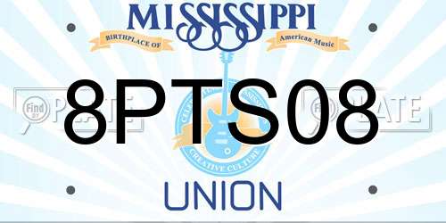 8PTS08 Mississippi License Plate