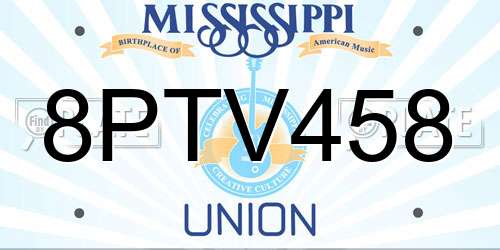8PTV458 Mississippi License Plate
