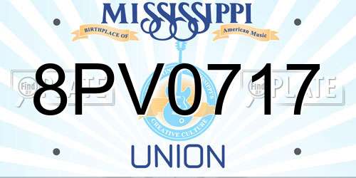 8PV0717 Mississippi License Plate
