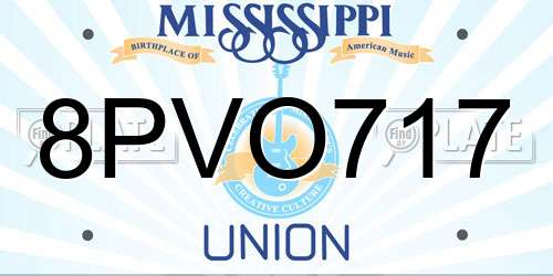 8PVO717 Mississippi License Plate